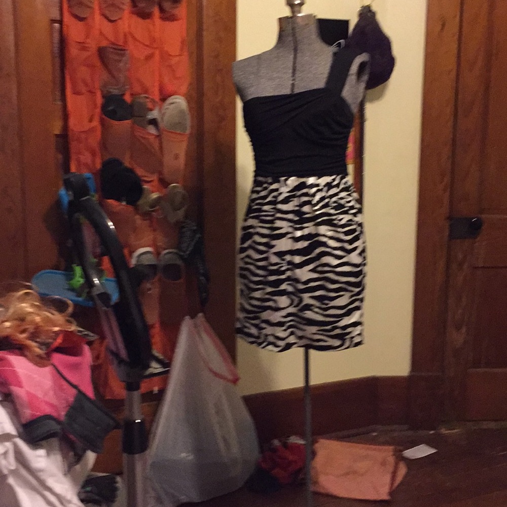 Black and white zebra patterned dress
